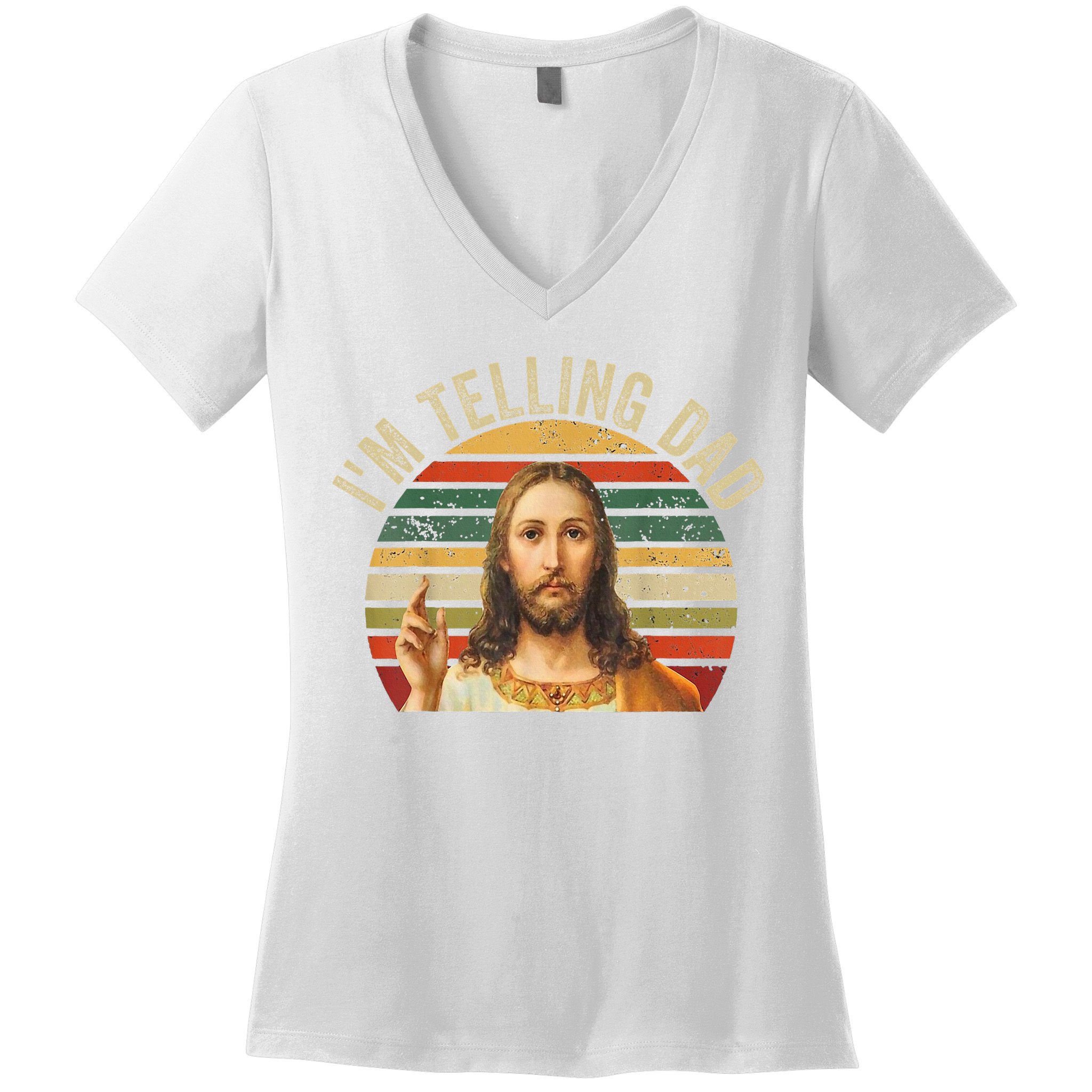 IM Telling Dad Funny Religious Christian Jesus Meme Women's V-Neck T-Shirt