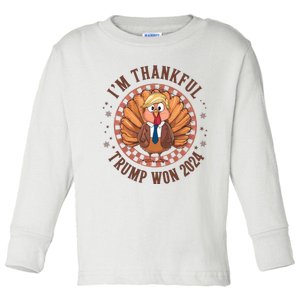 IM Thankful Donald Trump Won 2024 Turkey Toddler Long Sleeve Shirt