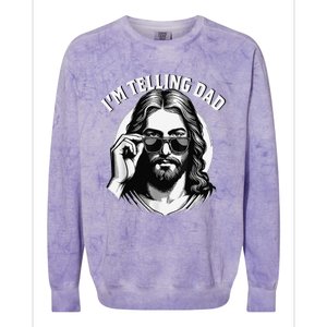 IM Telling Dad Jesus Wearing Sunglasses Colorblast Crewneck Sweatshirt