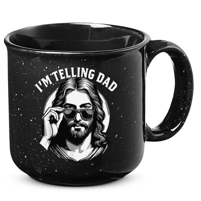 IM Telling Dad Jesus Wearing Sunglasses 15oz Campfire Ceramic Mug
