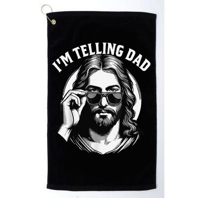 IM Telling Dad Jesus Wearing Sunglasses Golf Towel