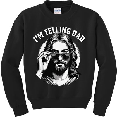 IM Telling Dad Jesus Wearing Sunglasses Kids Sweatshirt