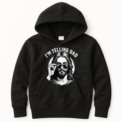 IM Telling Dad Jesus Wearing Sunglasses Kids Hoodie
