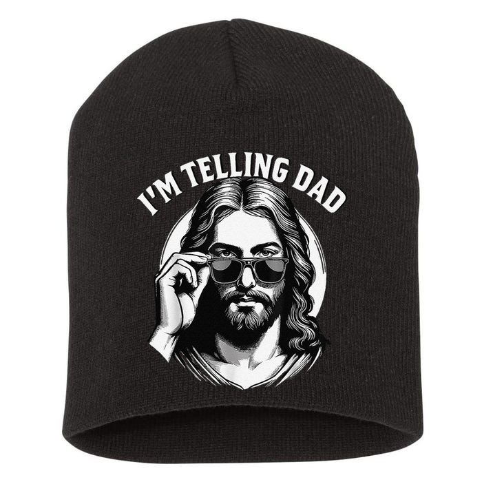 IM Telling Dad Jesus Wearing Sunglasses Short Acrylic Beanie