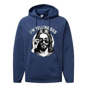 IM Telling Dad Jesus Wearing Sunglasses Performance Fleece Hoodie