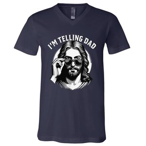 IM Telling Dad Jesus Wearing Sunglasses V-Neck T-Shirt