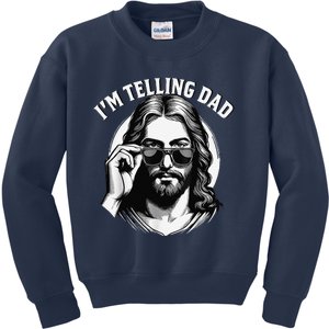 IM Telling Dad Jesus Wearing Sunglasses Kids Sweatshirt