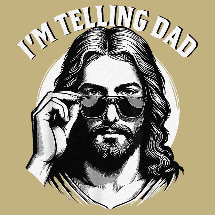 IM Telling Dad Jesus Wearing Sunglasses Button