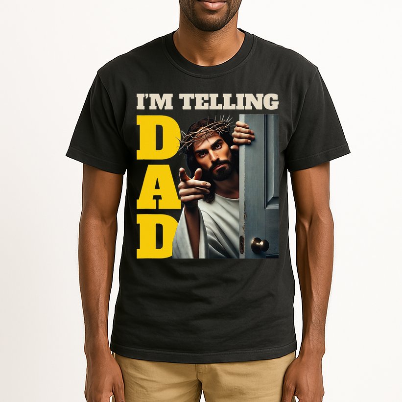 Im Telling Dad Funny Religious Christian Jesus Crown Tall T-Shirt