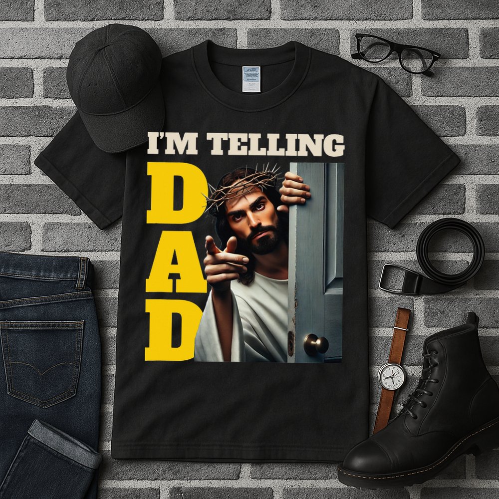Im Telling Dad Funny Religious Christian Jesus Crown Tall T-Shirt