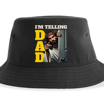 Im Telling Dad Funny Religious Christian Jesus Crown Sustainable Bucket Hat