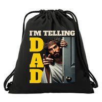 Im Telling Dad Funny Religious Christian Jesus Crown Drawstring Bag
