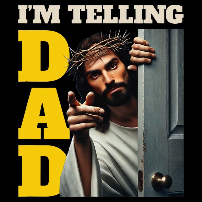 Im Telling Dad Funny Religious Christian Jesus Crown Drawstring Bag