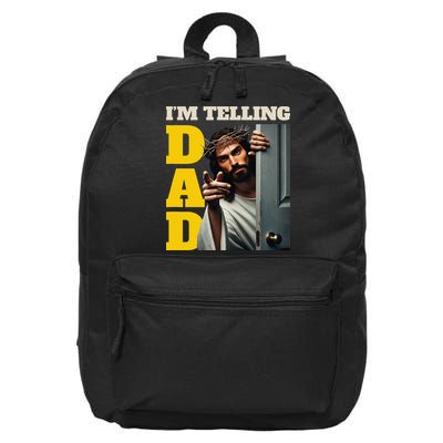 Im Telling Dad Funny Religious Christian Jesus Crown 16 in Basic Backpack