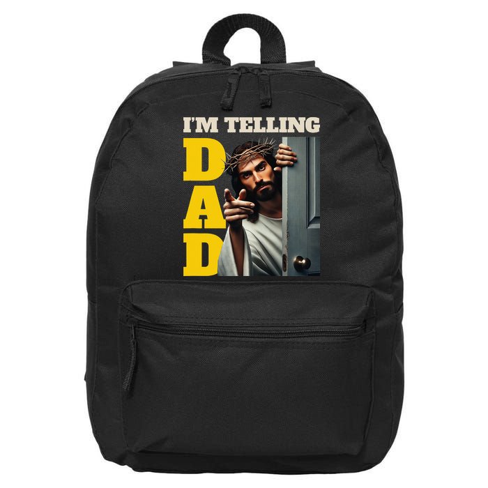 Im Telling Dad Funny Religious Christian Jesus Crown 16 in Basic Backpack