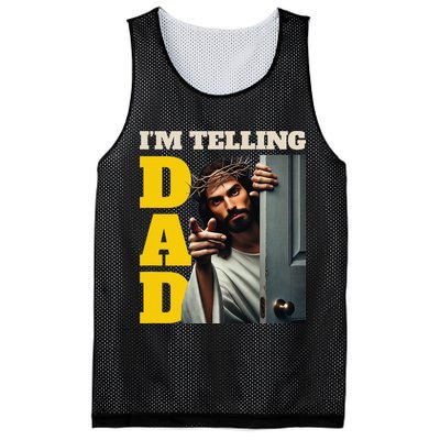 Im Telling Dad Funny Religious Christian Jesus Crown Mesh Reversible Basketball Jersey Tank