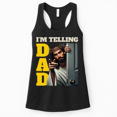 Im Telling Dad Funny Religious Christian Jesus Crown Womens Tank Top