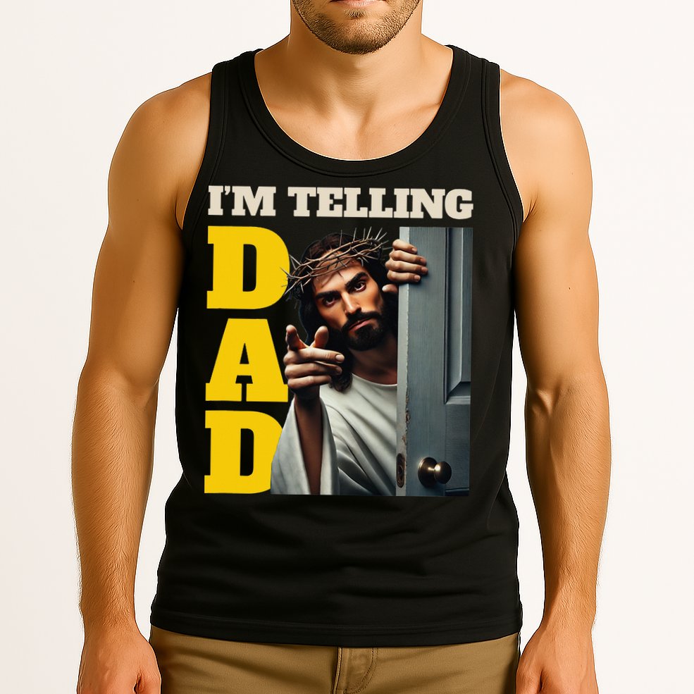 Im Telling Dad Funny Religious Christian Jesus Crown Tank Top