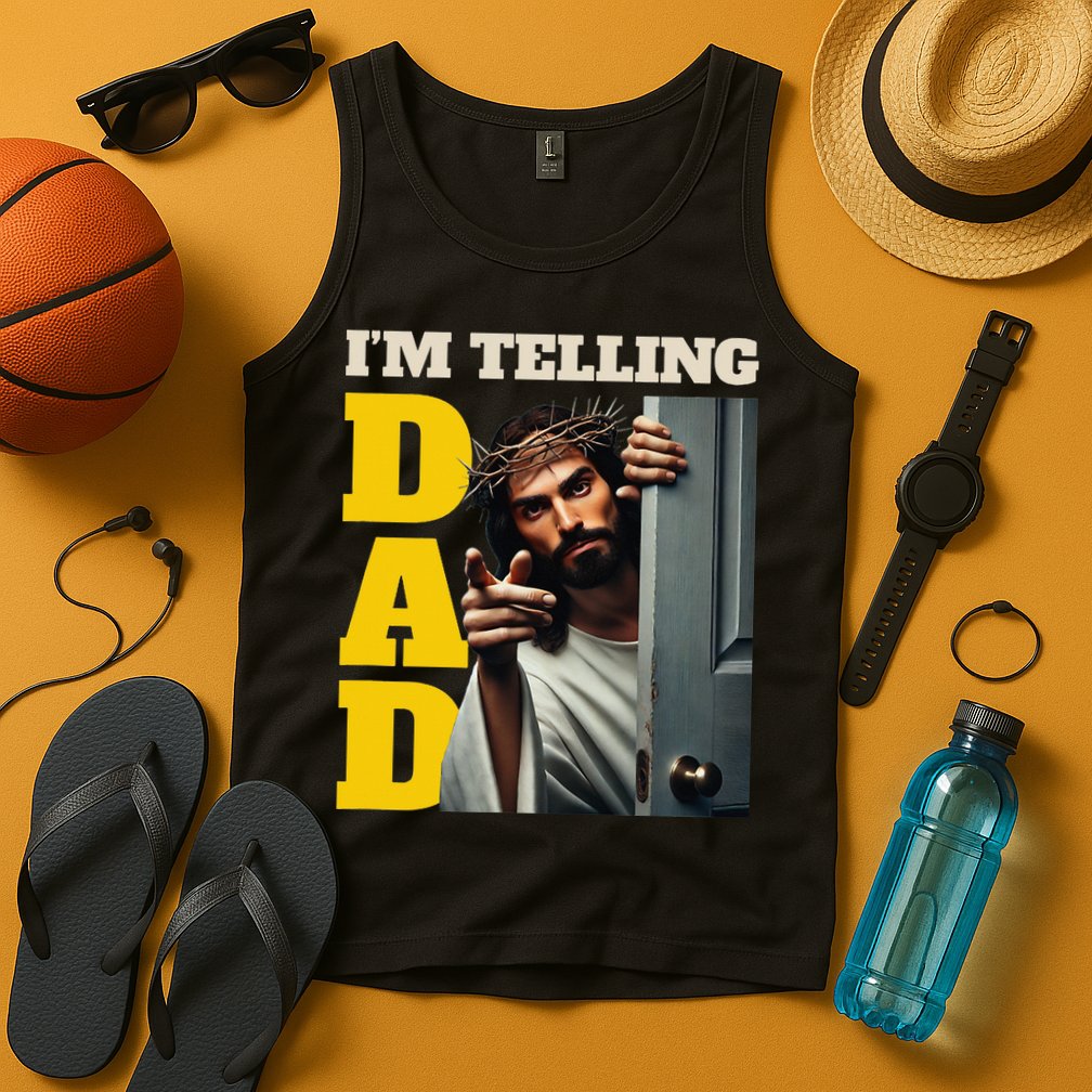 Im Telling Dad Funny Religious Christian Jesus Crown Tank Top