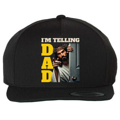 Im Telling Dad Funny Religious Christian Jesus Crown Wool Snapback Cap