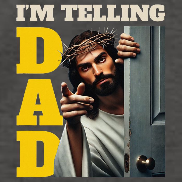 Im Telling Dad Funny Religious Christian Jesus Crown Vector Backpack