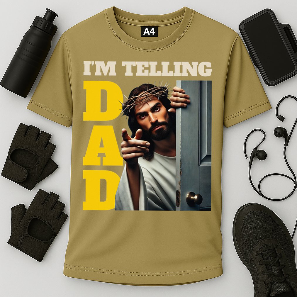 Im Telling Dad Funny Religious Christian Jesus Crown Cooling Performance Crew T-Shirt