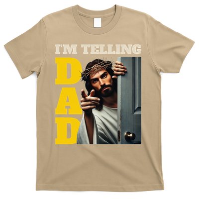 Im Telling Dad Funny Religious Christian Jesus Crown T-Shirt