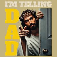 Im Telling Dad Funny Religious Christian Jesus Crown Button
