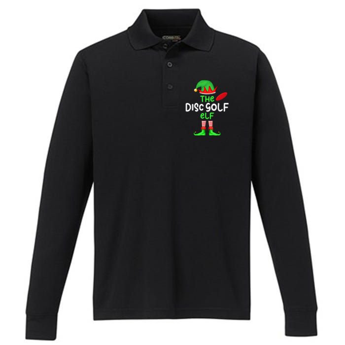 I'm The Disc Golf Elf Christmas Family Matching Pajama Performance Long Sleeve Polo