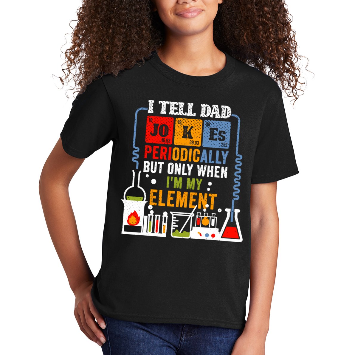 I Tell Dad Jokes Periodically Fathers Day Chemistry Lovers Kids T-Shirt