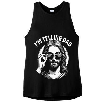 Im Telling Dad Funny Religious Christian Jesus Meme Ladies PosiCharge Tri-Blend Wicking Tank
