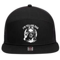 Im Telling Dad Funny Religious Christian Jesus Meme 7 Panel Mesh Trucker Snapback Hat
