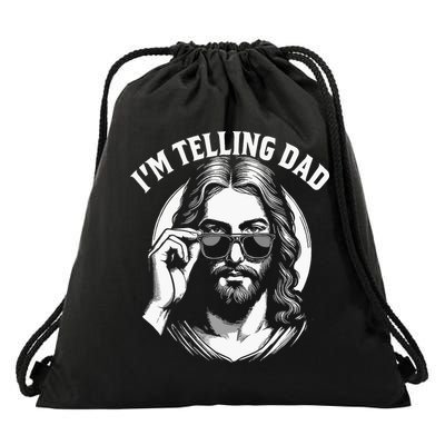Im Telling Dad Funny Religious Christian Jesus Meme Drawstring Bag