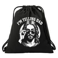 Im Telling Dad Funny Religious Christian Jesus Meme Drawstring Bag