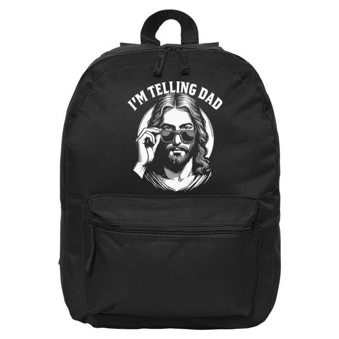 Im Telling Dad Funny Religious Christian Jesus Meme 16 in Basic Backpack