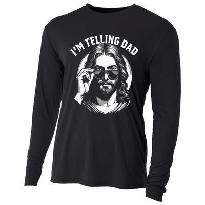 Im Telling Dad Funny Religious Christian Jesus Meme Cooling Performance Long Sleeve Crew