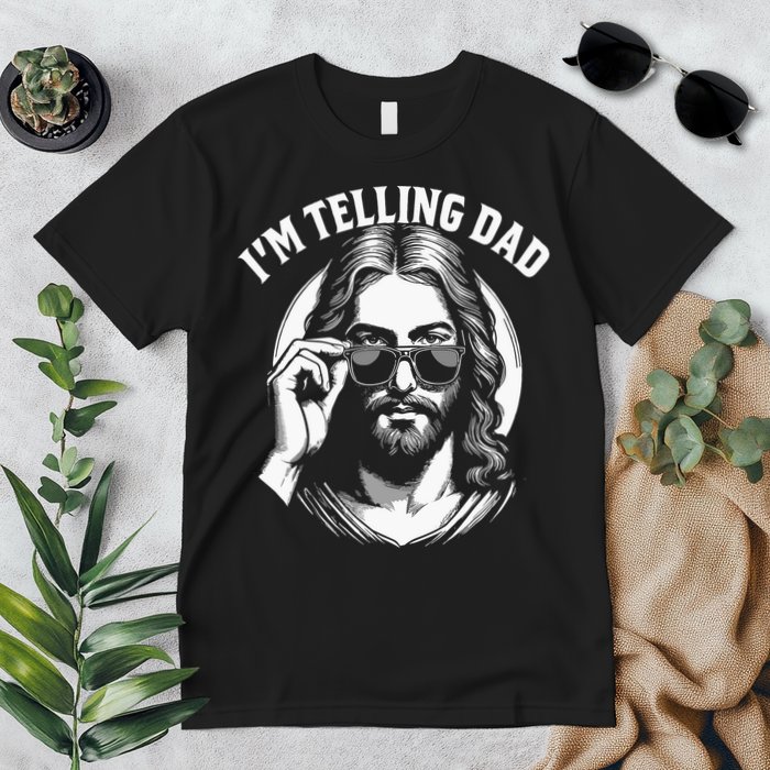 Im Telling Dad Funny Religious Christian Jesus Meme Premium T-Shirt