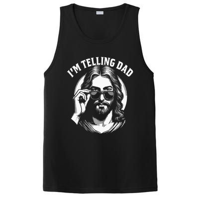 Im Telling Dad Funny Religious Christian Jesus Meme PosiCharge Competitor Tank