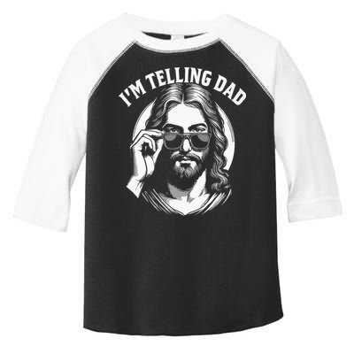 Im Telling Dad Funny Religious Christian Jesus Meme Toddler Fine Jersey T-Shirt