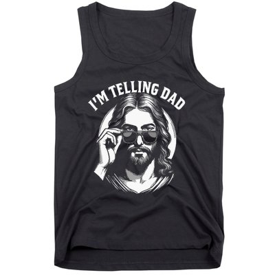 Im Telling Dad Funny Religious Christian Jesus Meme Tank Top