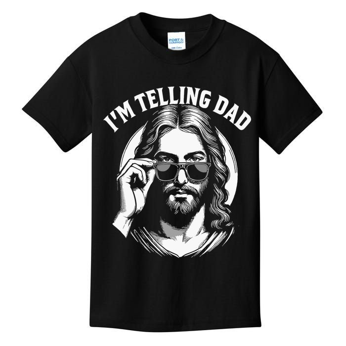 Im Telling Dad Funny Religious Christian Jesus Meme Kids T-Shirt