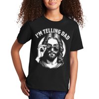 Im Telling Dad Funny Religious Christian Jesus Meme Kids T-Shirt
