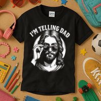 Im Telling Dad Funny Religious Christian Jesus Meme Kids T-Shirt