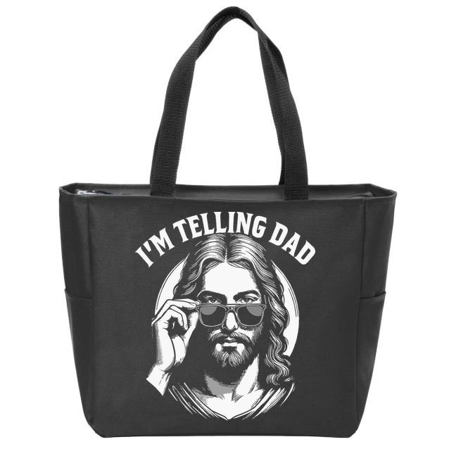 Im Telling Dad Funny Religious Christian Jesus Meme Zip Tote Bag