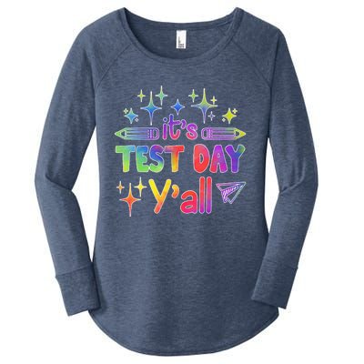 ItS Test Day Yall Tie Dye Test Day Teacher School Women's Perfect Tri Tunic Long Sleeve Shirt