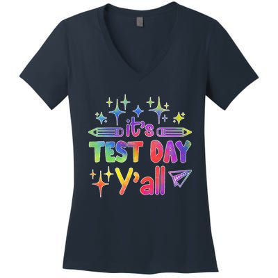 ItS Test Day Yall Tie Dye Test Day Teacher School Women's V-Neck T-Shirt