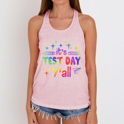 ItS Test Day Yall Tie Dye Test Day Teacher School Women's Knotted Racerback Tank