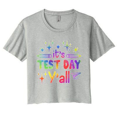 ItS Test Day Yall Tie Dye Test Day Teacher School Women's Crop Top Tee