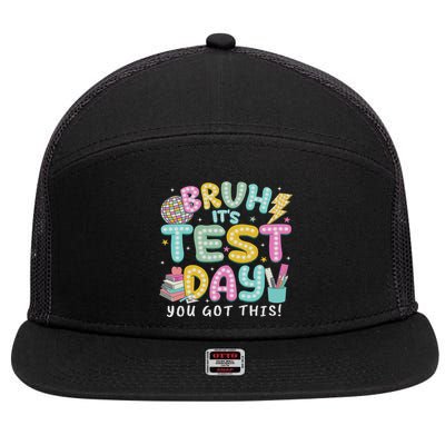 It’s Test Day Rock The School Test Day Teacher 7 Panel Mesh Trucker Snapback Hat