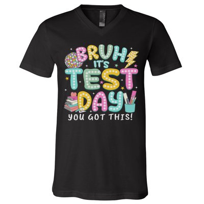 It’s Test Day Rock The School Test Day Teacher V-Neck T-Shirt